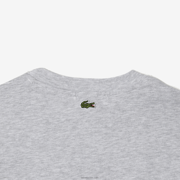 niños Lacoste lomo gris cca camiseta con estampado en contraste N6XZ23041