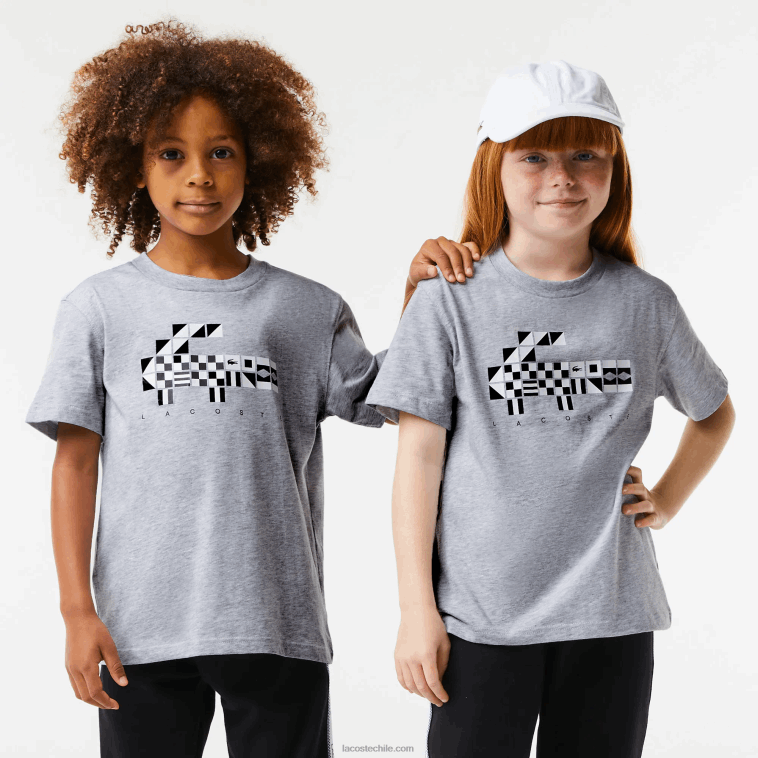 niños Lacoste lomo gris cca camiseta oversize estilo marinero N6XZ23143