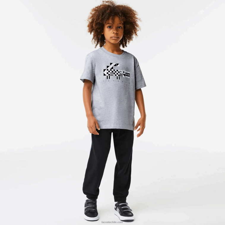 niños Lacoste lomo gris cca camiseta oversize estilo marinero N6XZ23143
