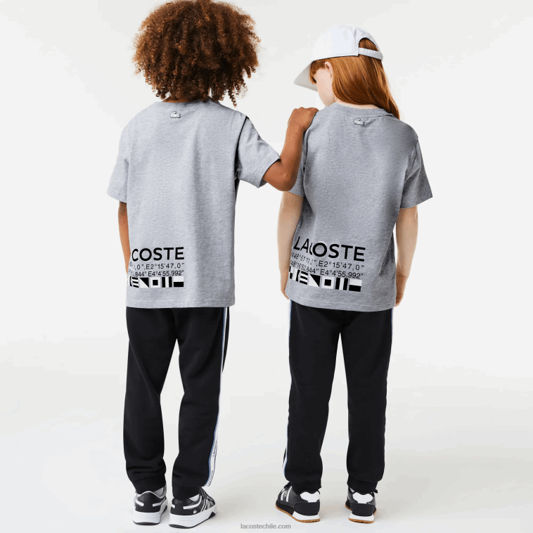 niños Lacoste lomo gris cca camiseta oversize estilo marinero N6XZ23143