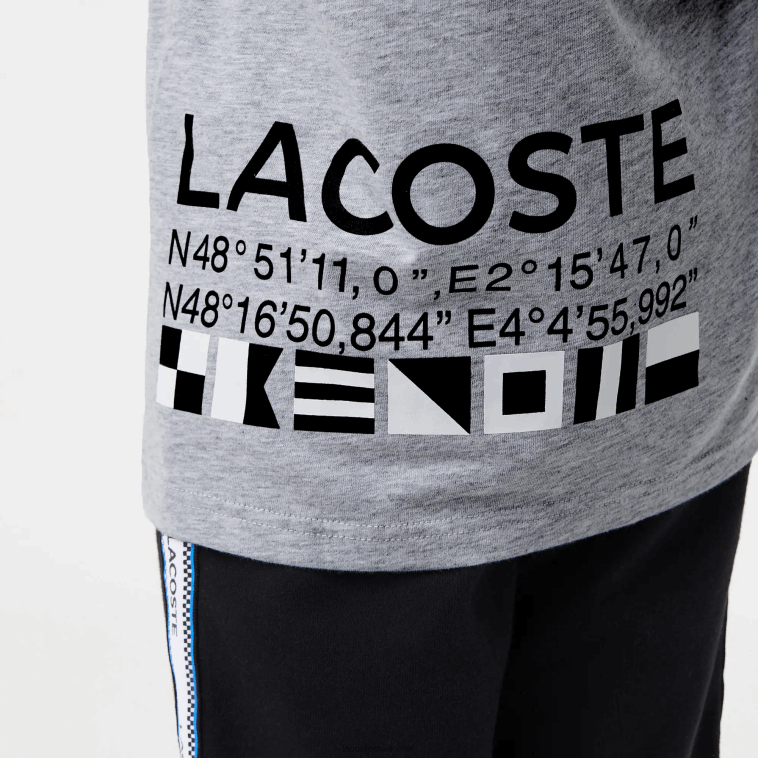 niños Lacoste lomo gris cca camiseta oversize estilo marinero N6XZ23143