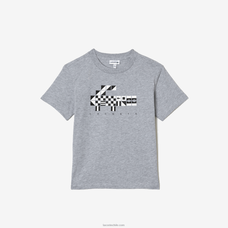 niños Lacoste lomo gris cca camiseta oversize estilo marinero N6XZ23143