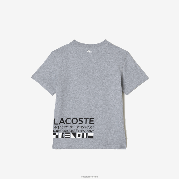 niños Lacoste lomo gris cca camiseta oversize estilo marinero N6XZ23143
