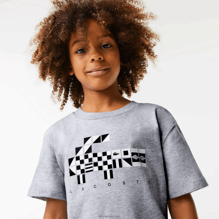 niños Lacoste lomo gris cca camiseta oversize estilo marinero N6XZ23143