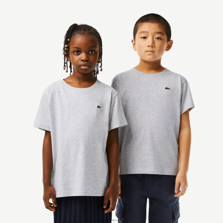 niños Lacoste lomo gris cca playera de jersey de algodón con cuello redondo N6XZ23125