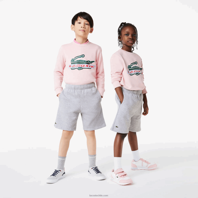 niños Lacoste lomo gris cca shorts de felpa de algodón orgánico peinado N6XZ23101