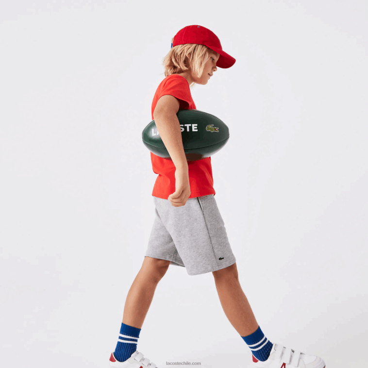 niños Lacoste lomo gris cca shorts de felpa de algodón orgánico peinado N6XZ23101