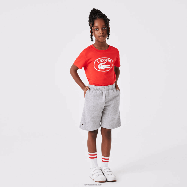 niños Lacoste lomo gris cca shorts de felpa de algodón orgánico peinado N6XZ23101