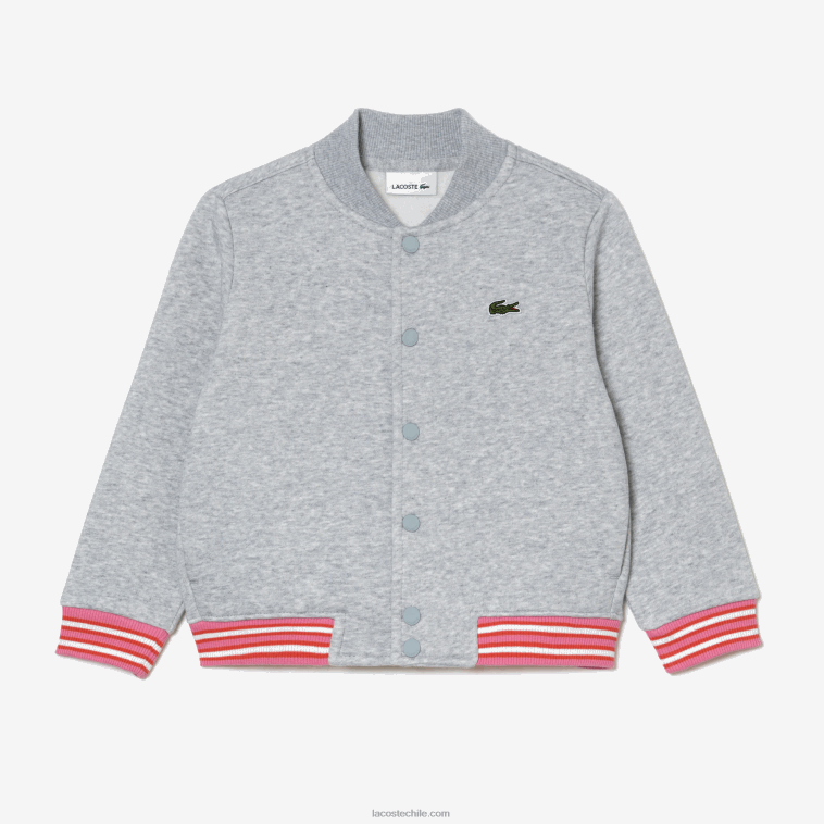 niños Lacoste lomo gris cca sudadera con botones N6XZ23045
