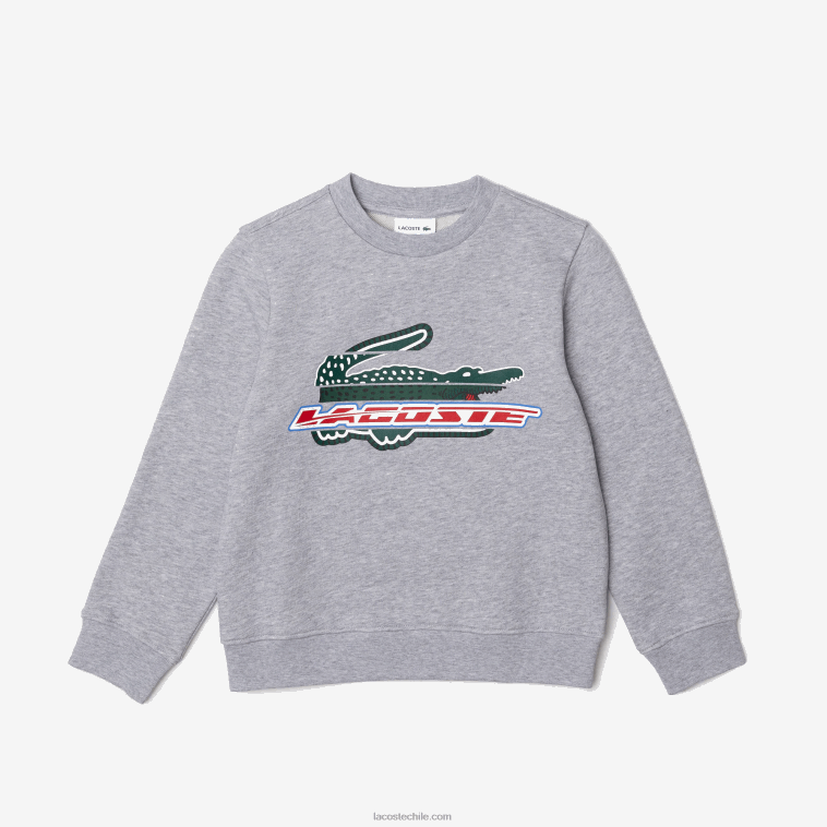 niños Lacoste lomo gris cca sudadera de algodón orgánico N6XZ23050