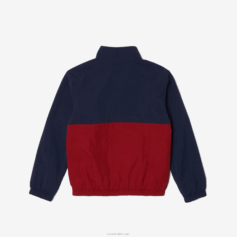 niños Lacoste lubricante burdeos azul marino chamarra con cuello alto y diseño colour block N6XZ23219