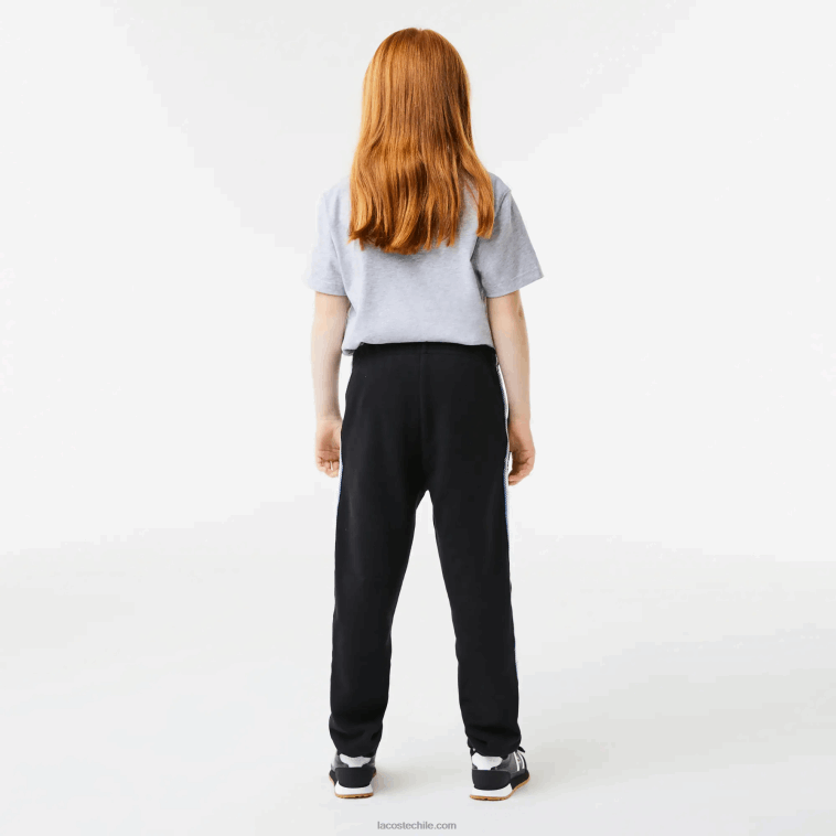 niños Lacoste negro azul 985 pantalones de chándal con bandas estampadas N6XZ23223