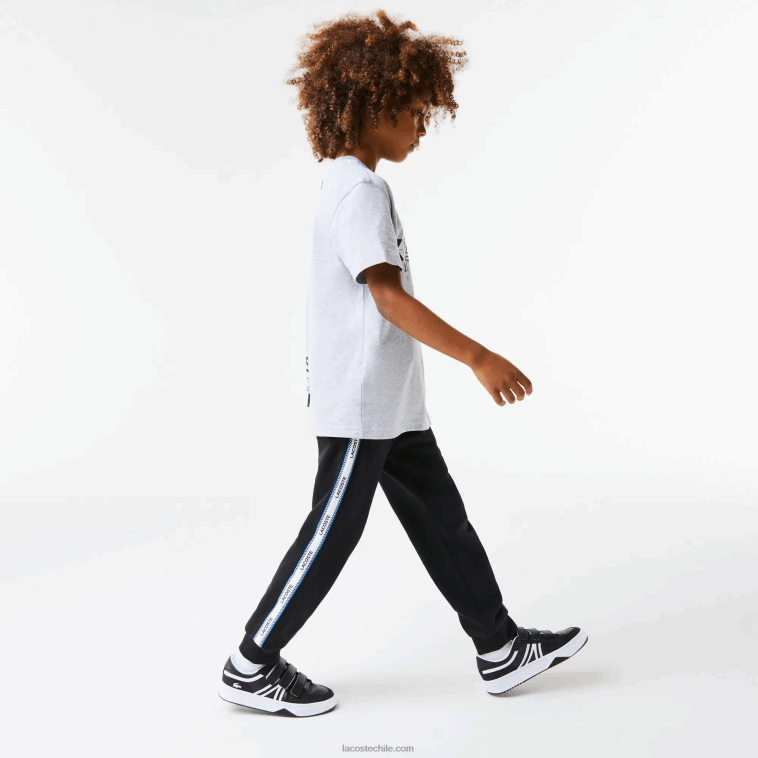 niños Lacoste negro azul 985 pantalones de chándal con bandas estampadas N6XZ23223