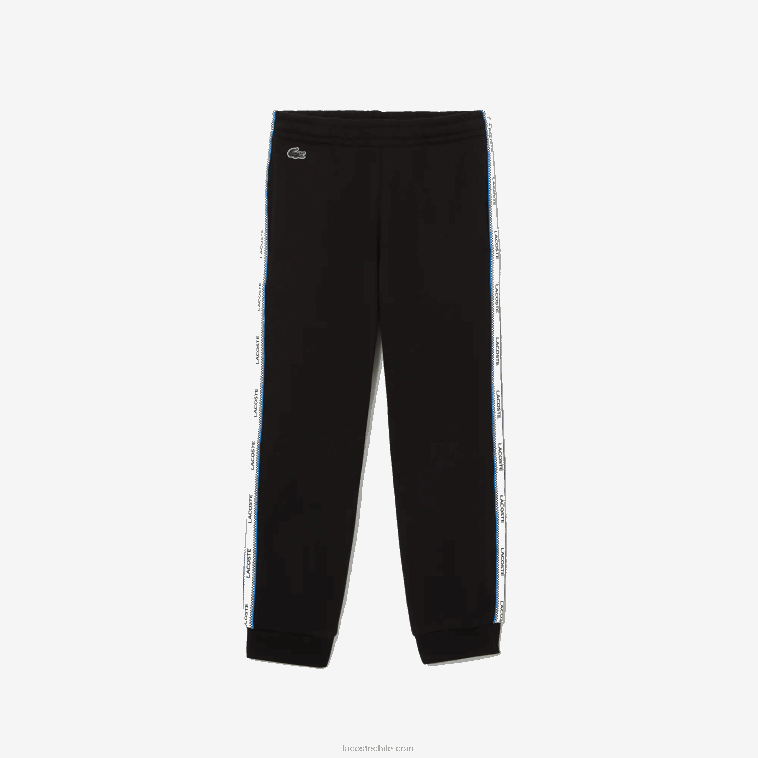 niños Lacoste negro azul 985 pantalones de chándal con bandas estampadas N6XZ23223