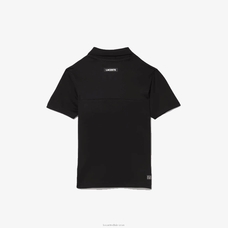 niños Lacoste negro azul blanco 7ke polo deportivo de tenis con bloques de color N6XZ23150