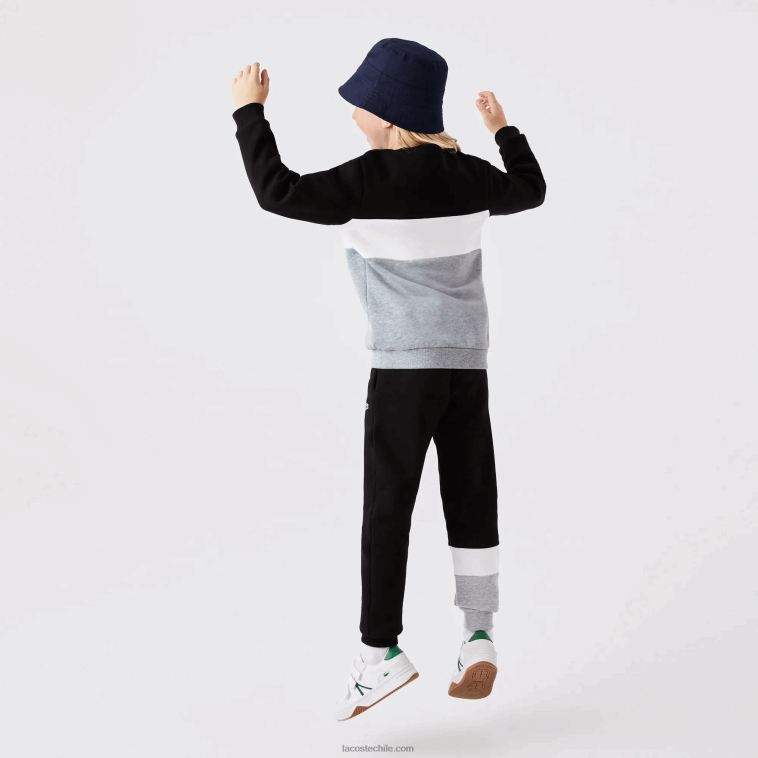 niños Lacoste negro blanco gris chine nua sudadera con logo y cuello redondo N6XZ23236
