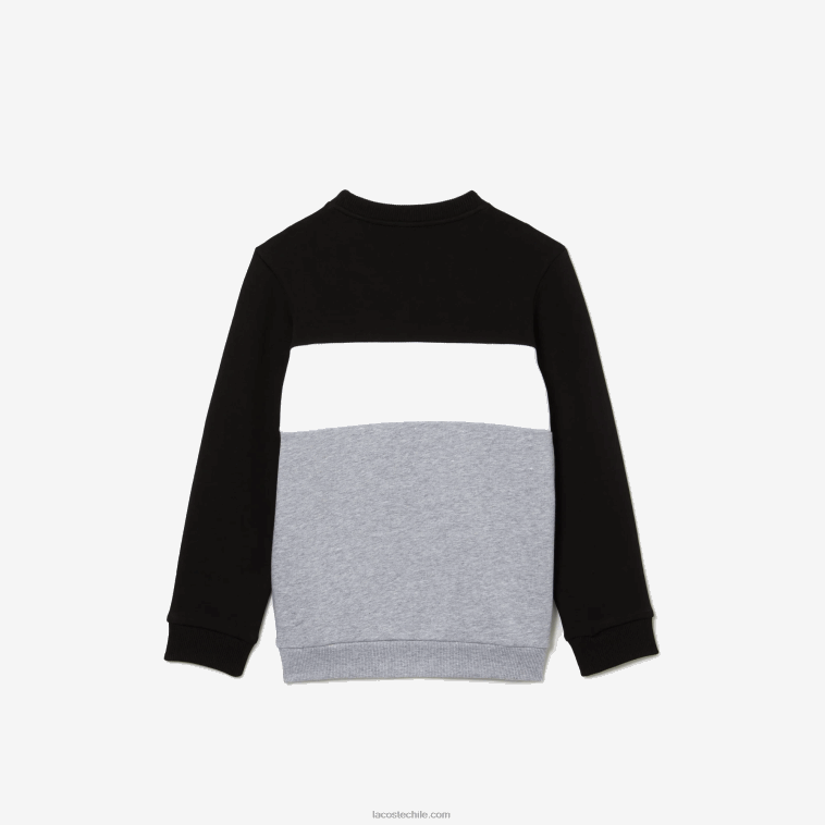 niños Lacoste negro blanco gris chine nua sudadera con logo y cuello redondo N6XZ23236