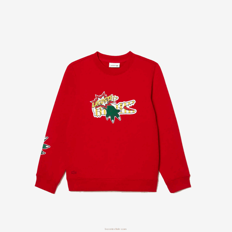niños Lacoste rojo 240 sudadera con estampado de cómic N6XZ23193