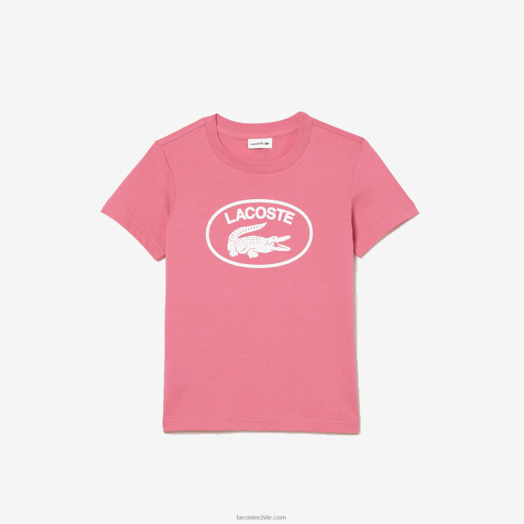 niños Lacoste rosa 2r3 playera de jersey de algodón con logo en contraste N6XZ23029