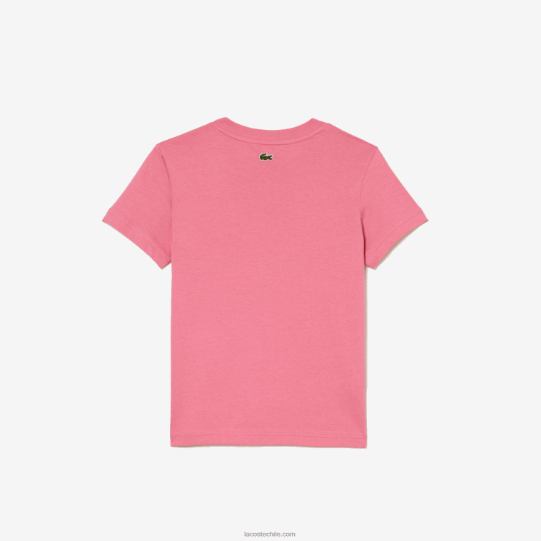 niños Lacoste rosa 2r3 playera de jersey de algodón con logo en contraste N6XZ23029