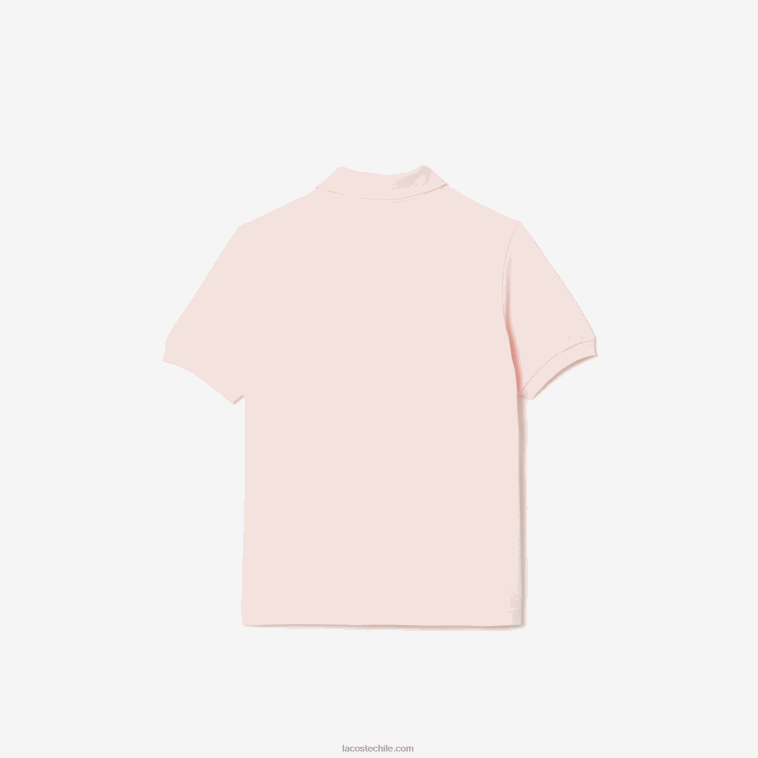 niños Lacoste rosa claro t03 polo de piqué de algodón orgánico con insignia de cómic N6XZ23146