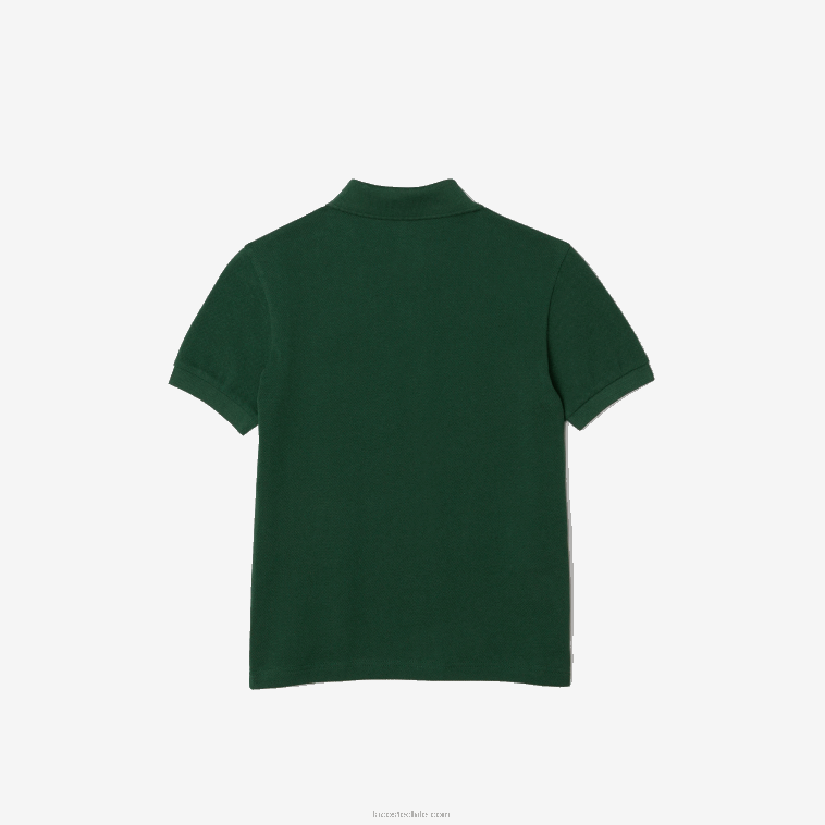 niños Lacoste verde 132 polo de algodón orgánico con estampado en contraste N6XZ23034