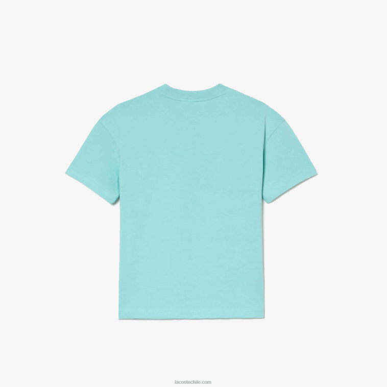 niños Lacoste verde claro blanco y7i camiseta de la marca en jersey de algodón orgánico N6XZ23039