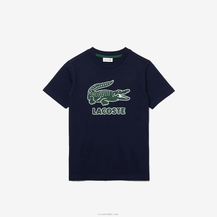Niños Lacoste azul marino 166 playera con cuello redondo y logo vintage N6XZ23152 Niños Lacoste azul marino 166 playera con cuello redondo y logo vintage N6XZ23152
