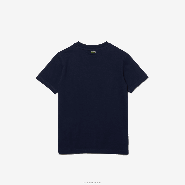 Niños Lacoste azul marino 166 playera con cuello redondo y logo vintage N6XZ23152