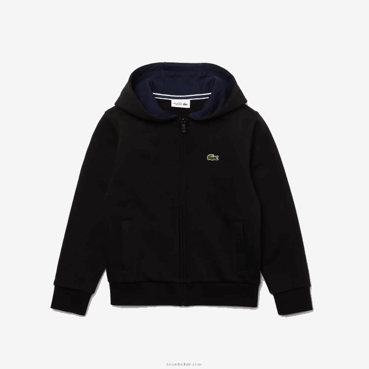 niños Lacoste negro azul marino dy4 sudadera sport tennis con cremallera N6XZ23260