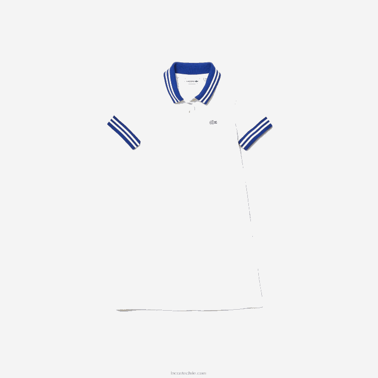 chicas Lacoste blanco azul nnv vestido polo de piqué bordado N6XZ23295 chicas Lacoste blanco azul nnv vestido polo de piqué bordado N6XZ23295