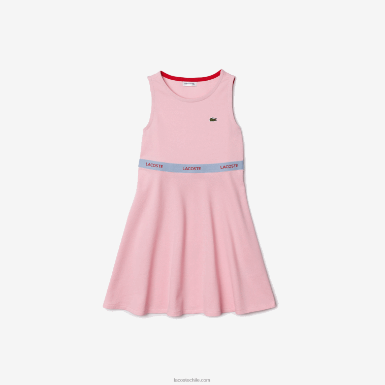 chicas Lacoste fracaso rojo rosa vestido sin mangas de algodón orgánico con cintura de la marca N6XZ23285