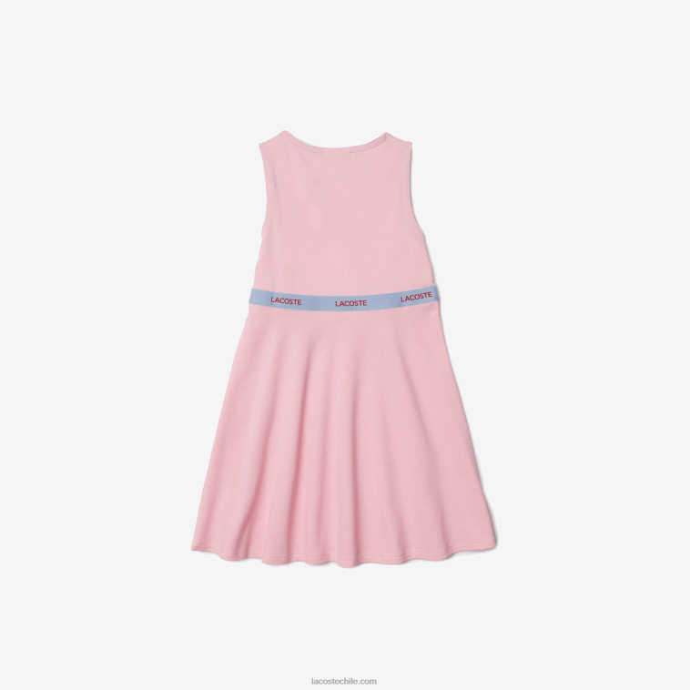 chicas Lacoste fracaso rojo rosa vestido sin mangas de algodón orgánico con cintura de la marca N6XZ23285