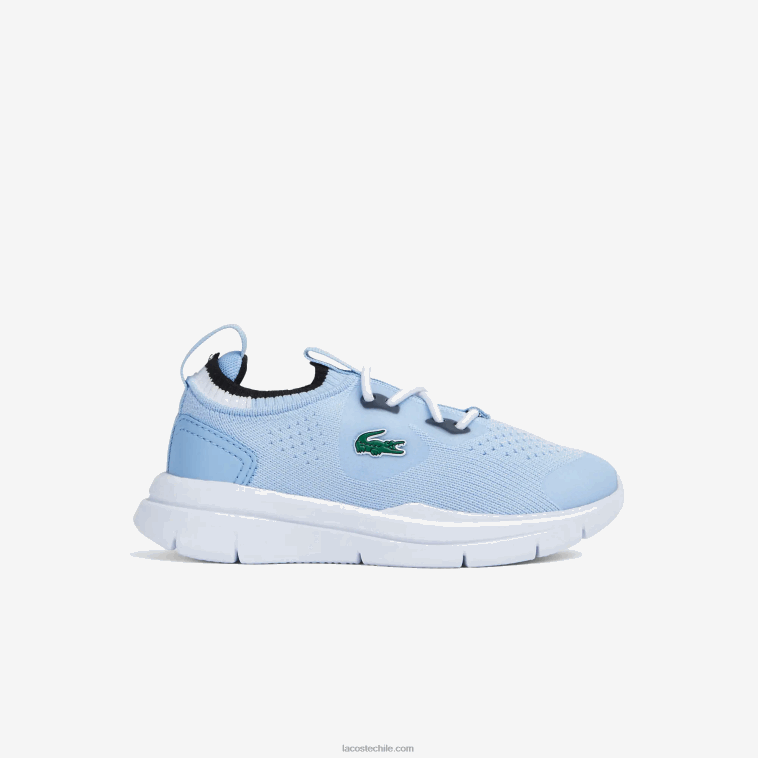 infantes Lacoste azul claro blanco 2k7 tenis run spin knit textil color contraste N6XZ22980 infantes Lacoste azul claro blanco 2k7 tenis run spin knit textil color contraste N6XZ22980