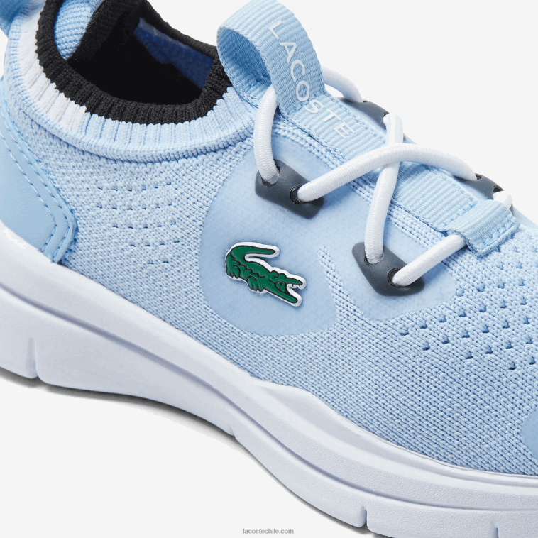 infantes Lacoste azul claro blanco 2k7 tenis run spin knit textil color contraste N6XZ22980