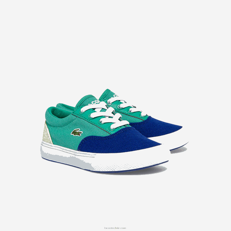 infantes Lacoste azul verde bg3 tenis Jump Serve de lona con encaje N6XZ22976