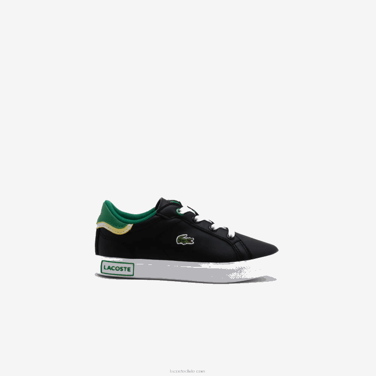 infantes Lacoste negro y verde 1b4 tenis sintéticos powercourt N6XZ22978