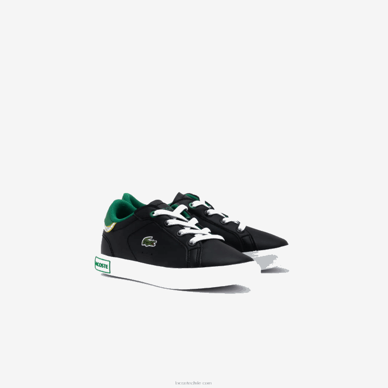 infantes Lacoste negro y verde 1b4 tenis sintéticos powercourt N6XZ22978