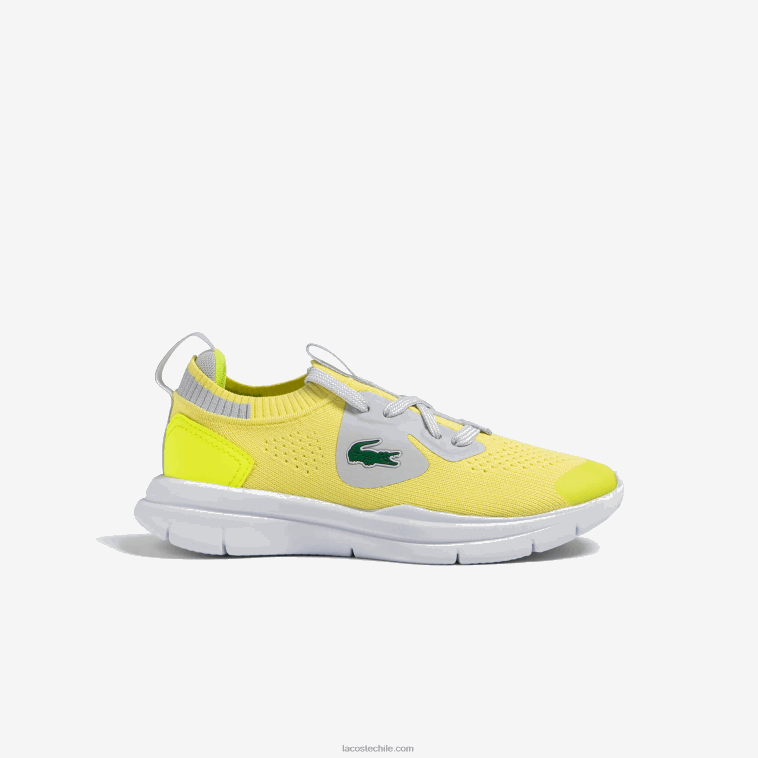 niños Lacoste amarillo/gris claro 382 tenis run spin de tejido de punto N6XZ23068 niños Lacoste amarillo/gris claro 382 tenis run spin de tejido de punto N6XZ23068