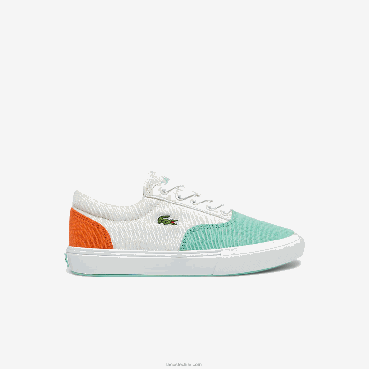 niños Lacoste blanco turquesa t66 tenis Jump Serve de lona con encaje N6XZ23263