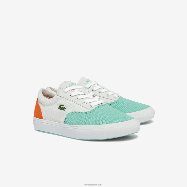 niños Lacoste blanco turquesa t66 tenis Jump Serve de lona con encaje N6XZ23263