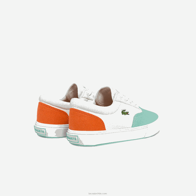 niños Lacoste blanco turquesa t66 tenis Jump Serve de lona con encaje N6XZ23263