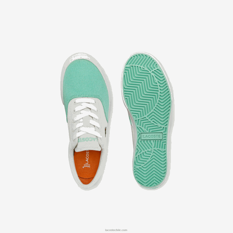 niños Lacoste blanco turquesa t66 tenis Jump Serve de lona con encaje N6XZ23263