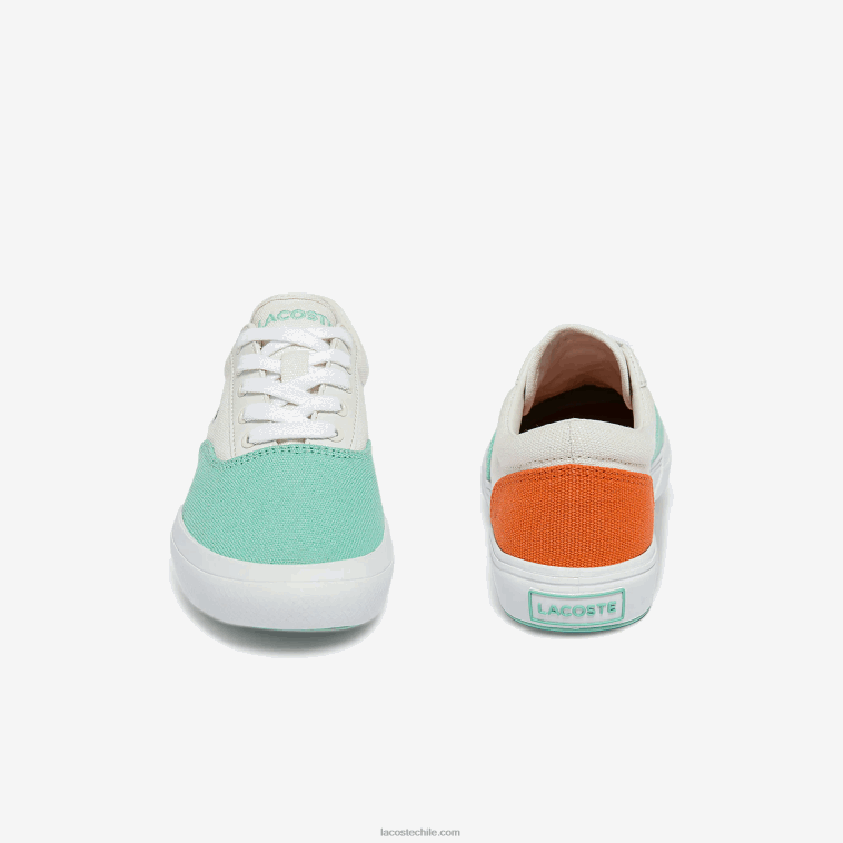 niños Lacoste blanco turquesa t66 tenis Jump Serve de lona con encaje N6XZ23263