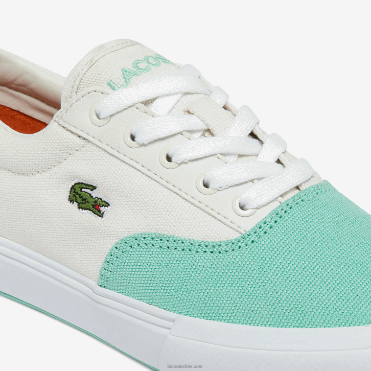 niños Lacoste blanco turquesa t66 tenis Jump Serve de lona con encaje N6XZ23263