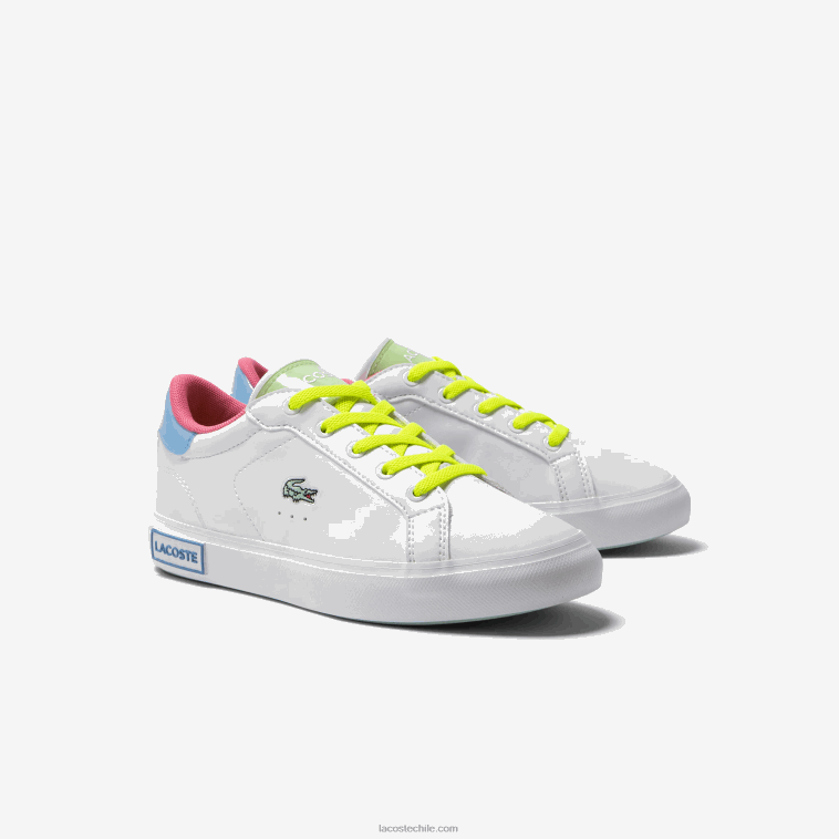 niños Lacoste blanco/verde 082 tenis powercourt sintéticos color pop N6XZ23071