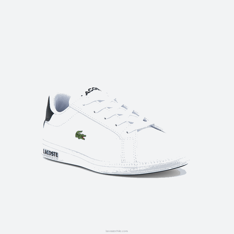 niños Lacoste blanco y negro 147 zapatillas graduadas N6XZ23302