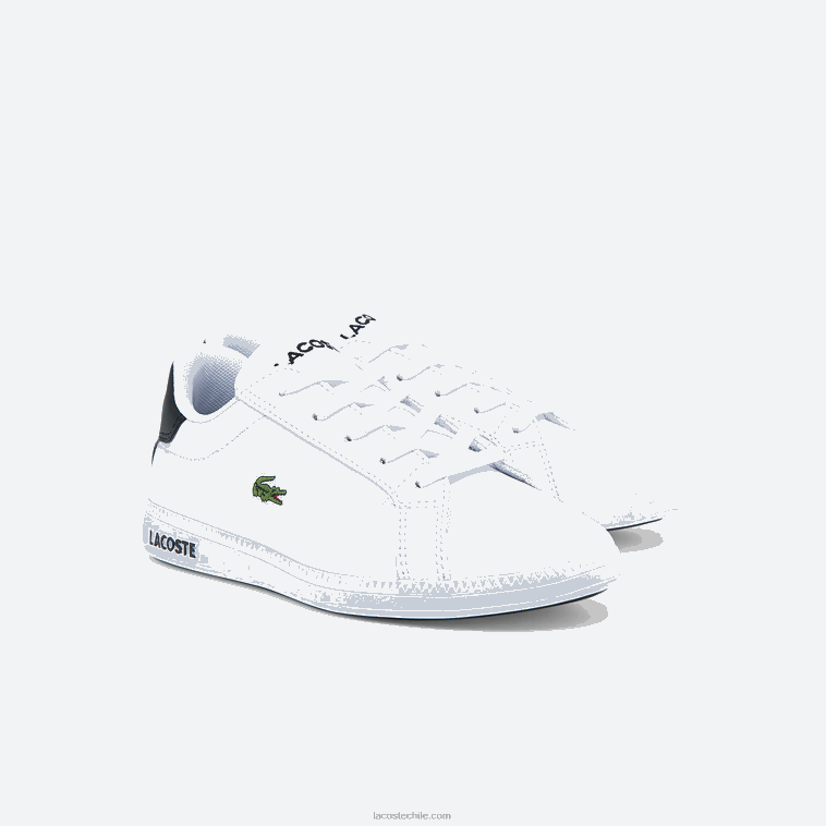 niños Lacoste blanco y negro 147 zapatillas graduadas N6XZ23302