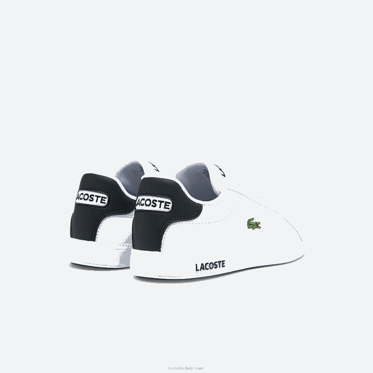 niños Lacoste blanco y negro 147 zapatillas graduadas N6XZ23302