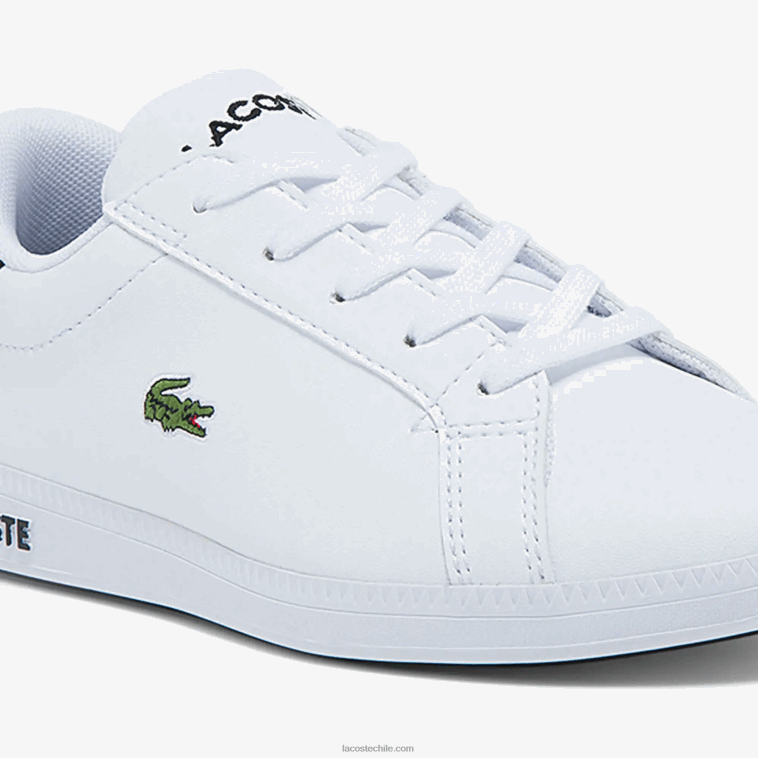 niños Lacoste blanco y negro 147 zapatillas graduadas N6XZ23302